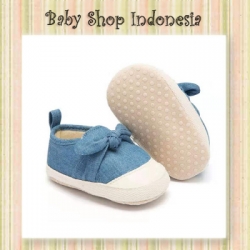 S896 Sepatu Bayi Perempuan Denim Sepatu Prewalker Import Denim Twisted Bow  large